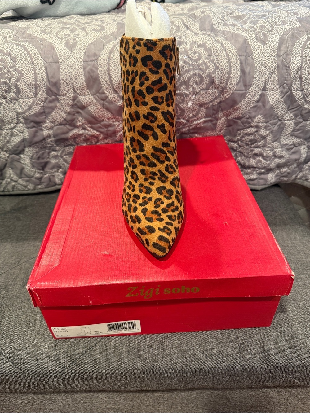 Zigi Soho Leopard-Print Pointed Toe Ankle Boot - Brown & Black